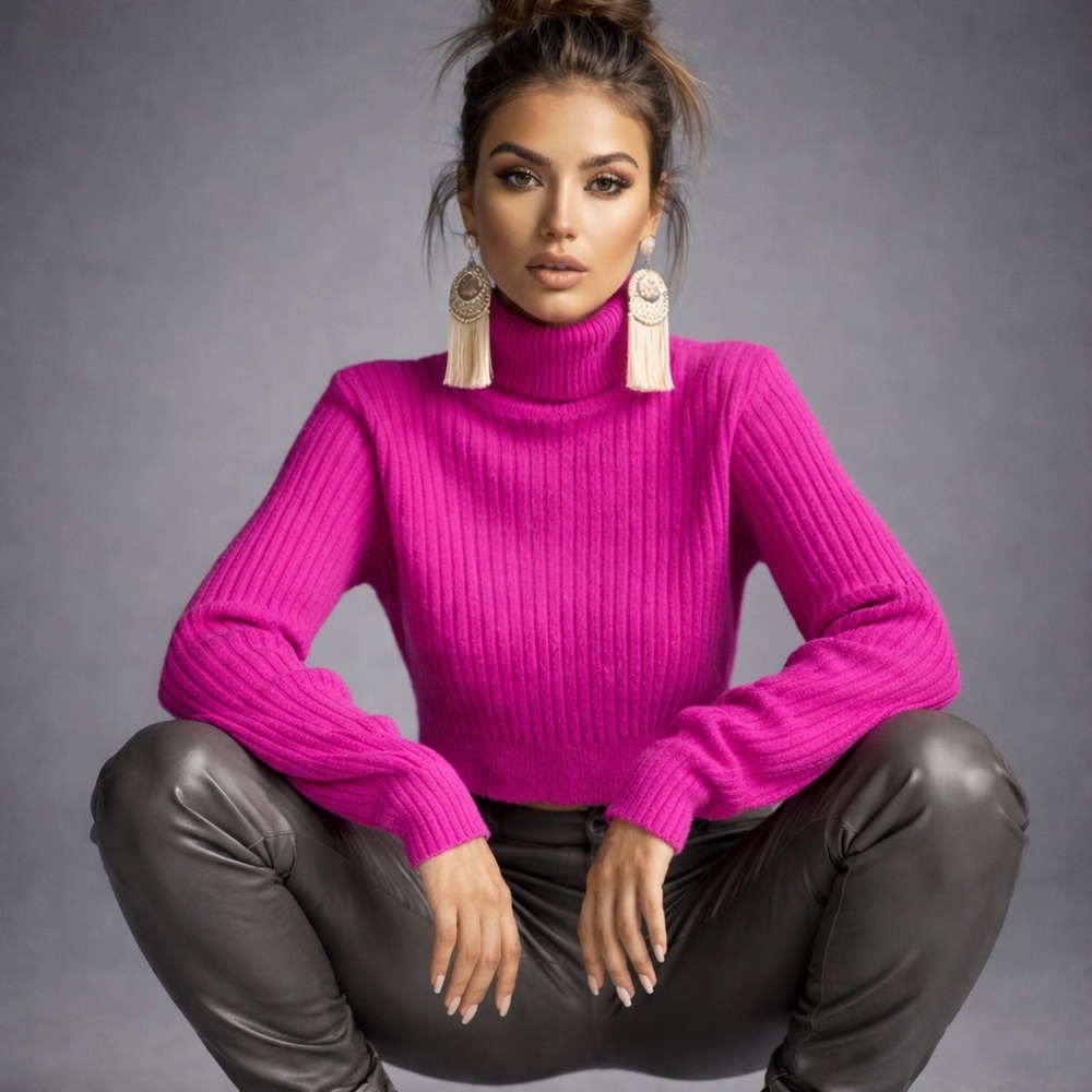 Pink Viscose Knit Sweater – Soft Stretch Pullover | New With Tags | Medium ❤️